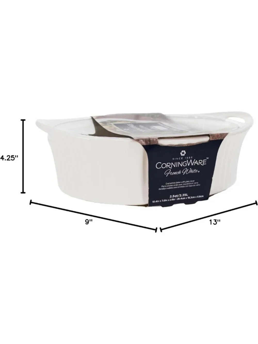 Elegant 2.5Qt French White Oval Casserole Dish with Glass Lid - Versatile